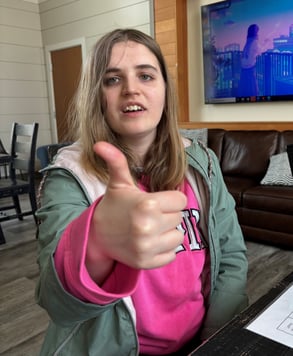 Katie thumbs up Katie thumbs up